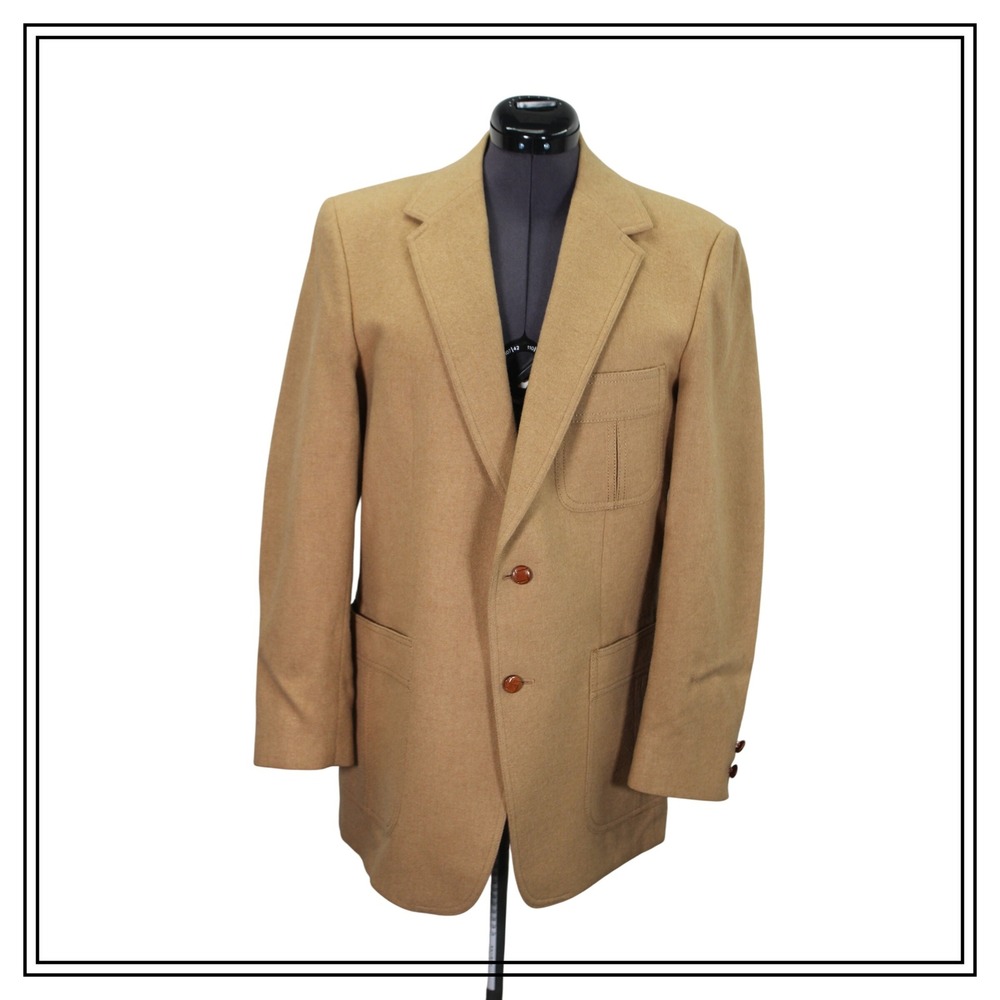 Stanley Blacker Vintage Tan Wool Single Breasted‎ Hunting Sport Jacket Men's L